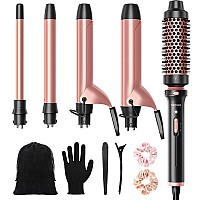 Wavytalk 5 In 1 Curling Ironcurling Iron Set With Heated Round Brush And 4 Interchangeable Ceramic Curling Wand05125