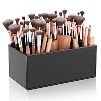 Hiimiei Black Makeup Brush Holder Organizer Acrylic 6Slots Cosmetic Brushes Storage Organizer For Vanity Countertop