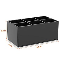 Hiimiei Black Makeup Brush Holder Organizer Acrylic 6Slots Cosmetic Brushes Storage Organizer For Vanity Countertop