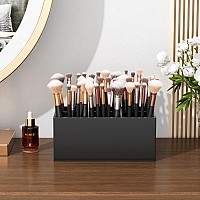 Hiimiei Black Makeup Brush Holder Organizer Acrylic 6Slots Cosmetic Brushes Storage Organizer For Vanity Countertop