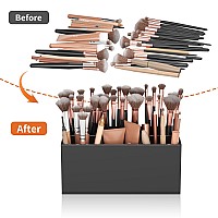 Hiimiei Black Makeup Brush Holder Organizer Acrylic 6Slots Cosmetic Brushes Storage Organizer For Vanity Countertop