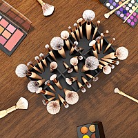 Hiimiei Black Makeup Brush Holder Organizer Acrylic 6Slots Cosmetic Brushes Storage Organizer For Vanity Countertop