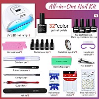 Jodsone Gel Nail Polish Kit With U V Light 32 Colors Gel Polish Set Soak Off Gel Nail Kit Nail Art Salon Or Home Diy Manicure To