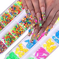 3120Pcs Diamond Nails Rhinestones For Nail Art Hoinco Colorful Fluorescence Rhinestones For Nails Multi Shapes Clear Ab Flat B