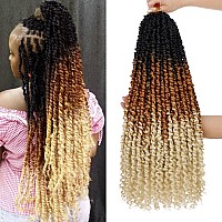 Leeven 22 Inch 8 Packs Pretwisted Passion Twist Crochet Hair Ombre Blonde Prelooped Bohemian Passion Twist Hair Crochet Braids