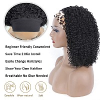 Aisi 12 Inch Headband Wig Human Hair Curly Wave Headband Wigs For Black Women Brazilian None Lace Front Wigs Glueless Deep Wave