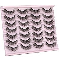 False Eyelashes 14mm Faux 3D Mink Lashes Natural Look Fluffy Cat Eye Wispy Lashes Pack by Kiromiro, 14 Pairs