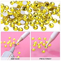 Novani Lemon Yellow Rhinestones Flatback Crystal Loose Gemstones 1440Pcs Glass Rhinestones For Clothes Shoes Crafts Makeup Nail