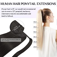 Doores Human Hair Ponytail Extensions Natural Black 16 Inch 80G Clip In Hair Extensions Remy Hair Extensions Ponytail Straight N