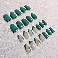 24 Pcs Press On Nails Sunjasmine Fake Nails With Designs Acrylic Nails False Nails With Nail Glue For Women Medium Green