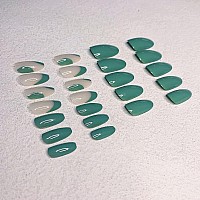 24 Pcs Press On Nails Sunjasmine Fake Nails With Designs Acrylic Nails False Nails With Nail Glue For Women Medium Green