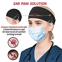 HoogaLife 4pcs Headbands with Buttons, Nurse Gifts for Women Turban Non-Slip Nurse Accessories Nursing Headbands Protect Your Hair and Ears - EKG