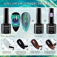 Mizhse 2 In 1 9D Cat Eye Gel Nail Polish Kit Upgraded No Need Extra Top Coat Magnetic Gel Polish Set With Magnet Shiny Chamel