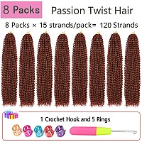 Passion Twist Hair Copper Red 24 Inch 8 Packs Water Wave Crochet Hair For Women Curly Braiding Hair Long Spring Twist Hair Croch