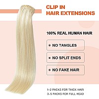 Ugotrays Clip In Hair Extensions Real Human Hair Blonde 18 Inch 70G 7Pcs Platinum Blonde 100 Remy Human Hair Clip In Extensio