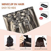 Ugotrays Clip In Hair Extensions Dark Brown Mixed Bleach Blonde Highlight Hair Extensions 22 Inch 70G 7Pcs Straight Real Human H