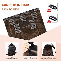 Ugotrays Medium Brown Hair Extensions Real Human Hair Clip In Hair Extensions 70G 7Pcs 15Inchsoft Natural Straight Double Wef