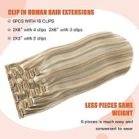 Ugotrays Blonde Clip In Hair Extensions Real Human Hair 22 Inch 70G Ash Blonde Mixed Bleach Blonde Straight 7Pcs Double Weft