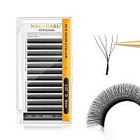 Nagaraku 5D W Shape Eyelash Extension Supplies Natural Soft Volume 007Mm D Curl 9Mm Premade Fans Faux Mink Matte Black Cluster