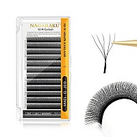 Nagaraku 5D W Shape Eyelash Extension Supplies Natural Soft Volume 007Mm D Curl 12Mm Premade Fans Faux Mink Matte Black Cluster