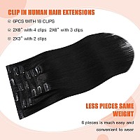 Ugotrays Black Hair Extensions Clip In Real Human Hair 70G 22 Inches 100 Remy Human Hair Natural Black Straight Double Weft For