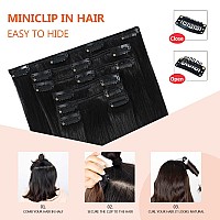 Ugotrays Black Hair Extensions Clip In Real Human Hair 70G 22 Inches 100 Remy Human Hair Natural Black Straight Double Weft For