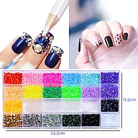 Fulztey Jelly Nail Rhinestones For Crafts 20000Pcs Nail Art Crystal Gems Stones Mixed Color Flatback Bulk Crystal Rhinestones Fo