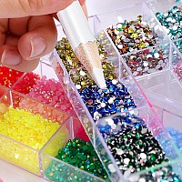 Fulztey 20000Pcs Red Green Nail Art Rhinestones For Nails 3Mm Crystals Diamond Flatback Gems Stones 20 Color Round Blue Gold Cry