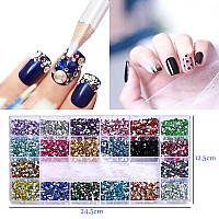 Fulztey 20000Pcs Red Green Nail Art Rhinestones For Nails 3Mm Crystals Diamond Flatback Gems Stones 20 Color Round Blue Gold Cry