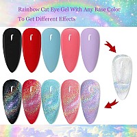 Gel Nail Polish 15ml/0.5fl oz Holographic 9D Cat Eye Shiny Gel Polish Glitter Soak Off Nail Polish with Magnetic Stick for Nail Salon