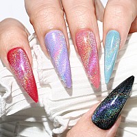 Gel Nail Polish 15ml/0.5fl oz Holographic 9D Cat Eye Shiny Gel Polish Glitter Soak Off Nail Polish with Magnetic Stick for Nail Salon