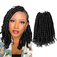 The BOHOBABE Crochet Passion Twist Hair Pretwisted 12 Inch Short Pre-looped Passion Twist Crochet Braiding Hair 8 Packs(1B)