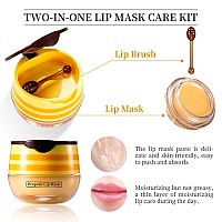 2 Pcs Bee Honey Lip Balm Honey Pot Strawberry Bee Honey Lip Mask Reduces Lip Lines Hydrate Moisturizing Lip Skin Care Pr