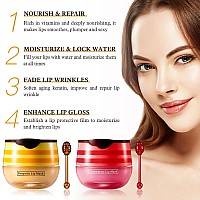 2 Pcs Bee Honey Lip Balm Honey Pot Strawberry Bee Honey Lip Mask Reduces Lip Lines Hydrate Moisturizing Lip Skin Care Pr