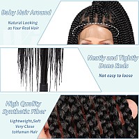 Fecihor 36 Knotless Braided Wigs Lace Front Box Braids Lace Frontal Wig For Women Human Hair Blended Black Hand Full Double Lac