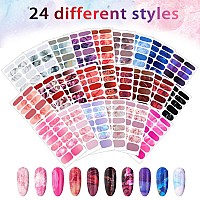 Maitys 336 Pieces 24 Sheets Full Wrap Nail Polish Strips Stickers Selfadhesive Gel Nail Strips Art Decals With Nail File For Wo