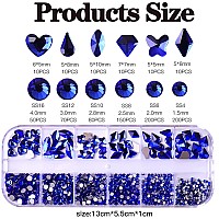 Belicey Blue Nails Art Rhinestones Round Beads Flatback Glass Crystal Gems Stones Multi Shapes Sizes Nail Charms For Nail Diy Cr