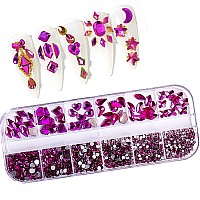 Belicey Gradient Purple Crystal Rhinestones For Nail 800Pcs Multishape Nail Art Rhinestone Decoration Hearts Butterfly Charm Na