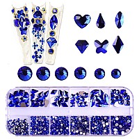 Rodaky Royal Blue Nail Rhinestones For Nails 810Pcs Nail Art Crystal Gems Stones Blue Crystal Flatback Rhinestones For Crafts Mi