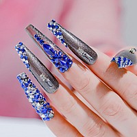 Rodaky Royal Blue Nail Rhinestones For Nails 810Pcs Nail Art Crystal Gems Stones Blue Crystal Flatback Rhinestones For Crafts Mi