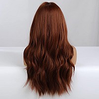 piaou Auburn Wig with Bangs Long Wavy Wigs for Women Auburn Synthetic Wig with Bangs Heat Resistant Hair Wigs for Daily Party (24inch Auburn)