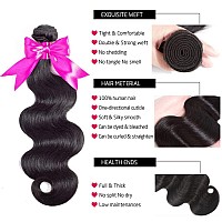 Body Wave Human Hair Bundles With Closure 12A Brazilian Virgin Body Wave 3 Bundles With 4X4 Lace Closure Preplucked With Baby H