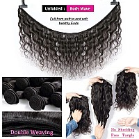 Body Wave Human Hair Bundles With Closure 12A Brazilian Virgin Body Wave 3 Bundles With 4X4 Lace Closure Preplucked With Baby H