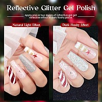 Mizhse Reflective Glitter Gel Polish 11 Colors Reflective Gel Nail Polish With Universal Silver Cat Eye Gel Sparkling Diamond U