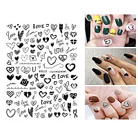 Heart Nail Stickers For Nail Art 6 Sheets Love Heart Nail Decals 3D Selfadhesive Nail Art Supplies Valentines Day Heart Love