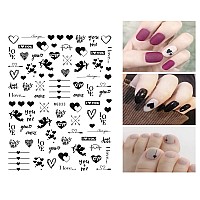 Heart Nail Stickers For Nail Art 6 Sheets Love Heart Nail Decals 3D Selfadhesive Nail Art Supplies Valentines Day Heart Love