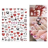 Heart Nail Stickers For Nail Art 6 Sheets Love Heart Nail Decals 3D Selfadhesive Nail Art Supplies Valentines Day Heart Love