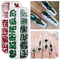 Belicey Nail Art Rhinestones Red Green Flatback Round Rhinestones Charms Nail Gem Stones With K9 Bling Glass Crystals Diamonds J