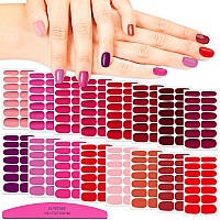 Silpecwee 224 Pieces 16 Sheets Solid Color And Matte Nail Wraps Self Adhesive Nail Stickers Nail Polish Strips For Women Nail Ar