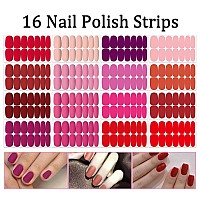 Silpecwee 224 Pieces 16 Sheets Solid Color And Matte Nail Wraps Self Adhesive Nail Stickers Nail Polish Strips For Women Nail Ar